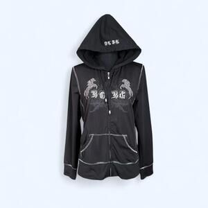 Vintage Y2K BCBG rhinestone gothic zip hoodie Size: Small/Medium